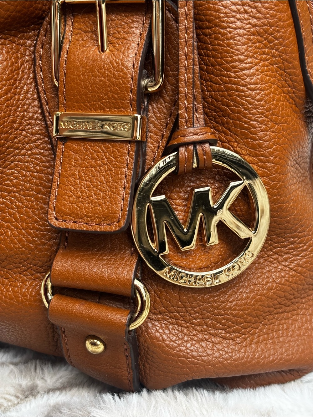 Michael Kors Bedford Satchel in Luggage Brown Leather
